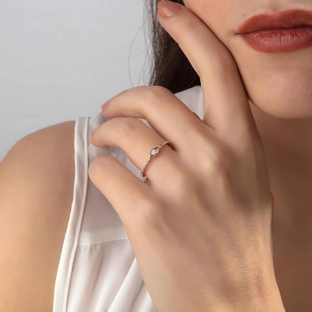 Altın Göz Detaylı Yüzük