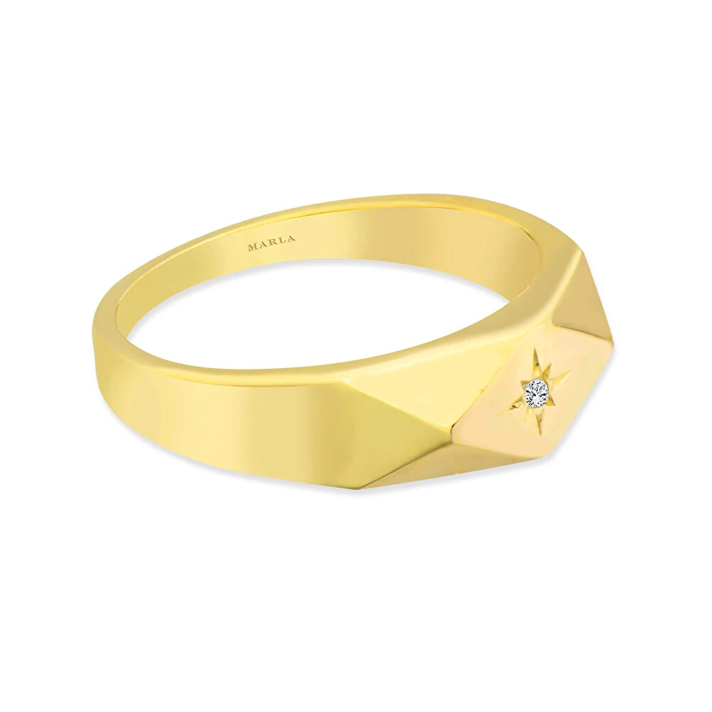 Taş Detaylı Altın Yüzük