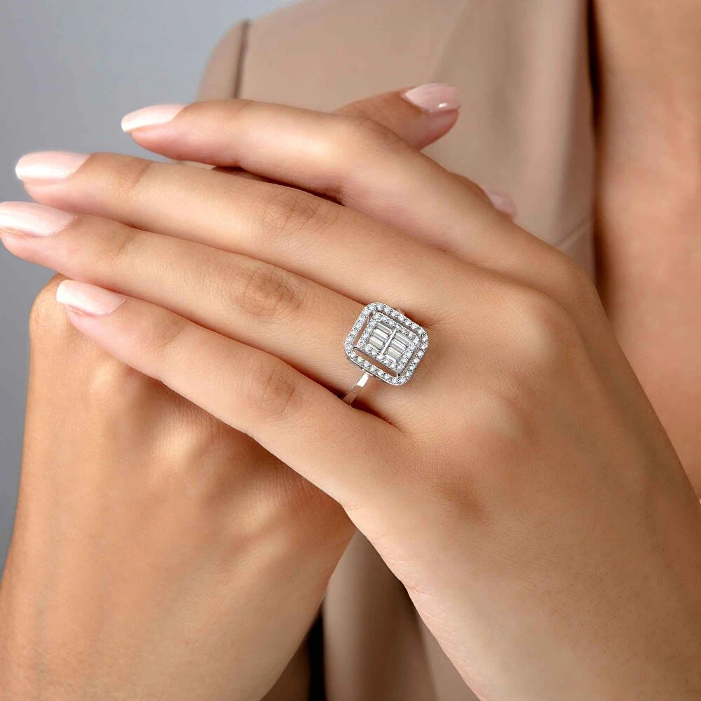 Beyaz Altın Baget Yüzük