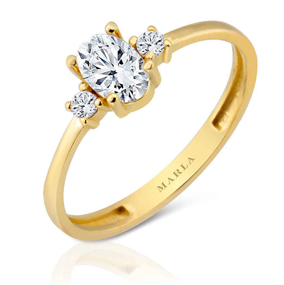 Oval Tektaş Altın Yüzük