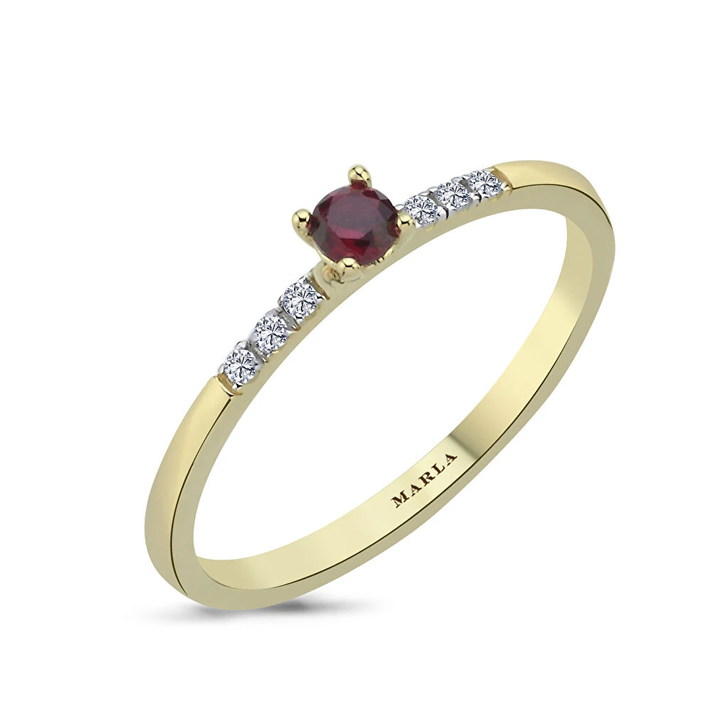 Renkli Taşlı Altın Yüzük