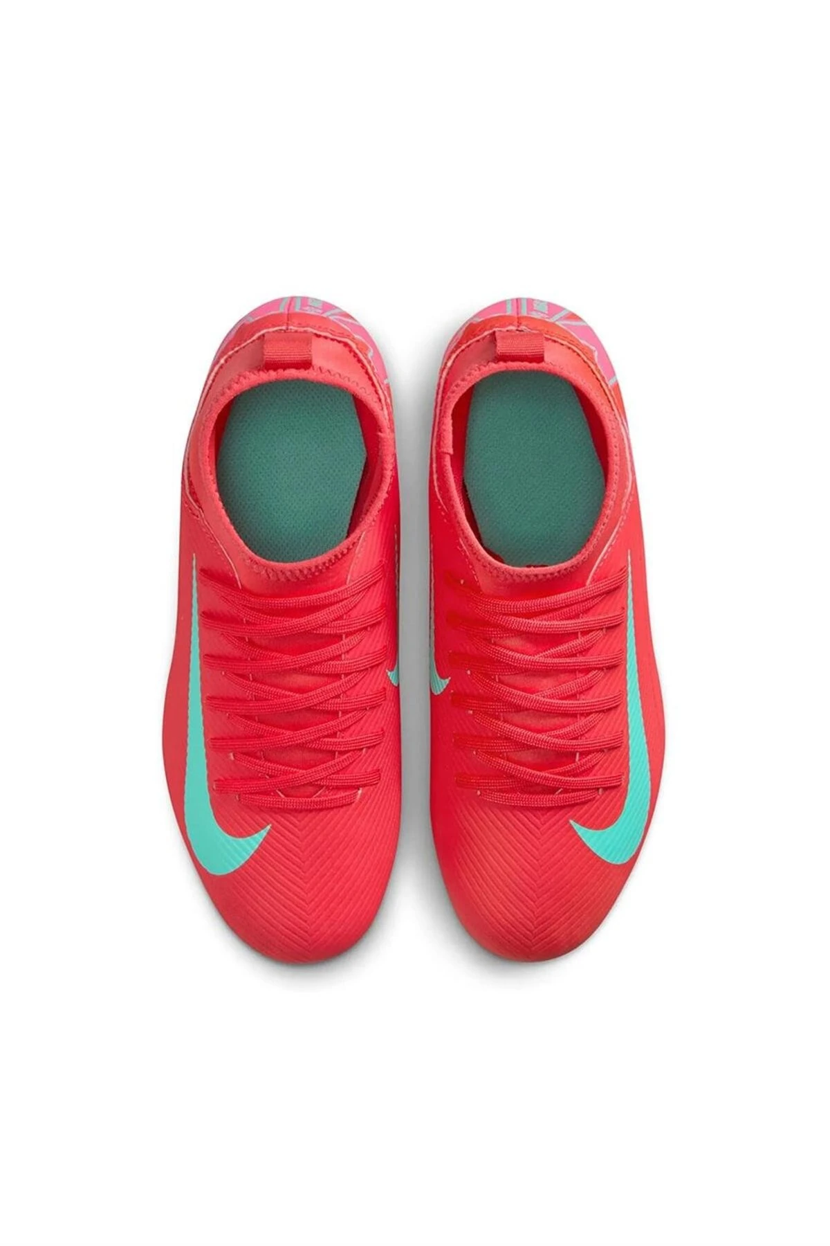 Jr. Mercurial Superfly 10 Club Fg/Mg Genç Çoklu Zemin Kramponu Kırmızı - Turkuaz (Dar Kalıp)