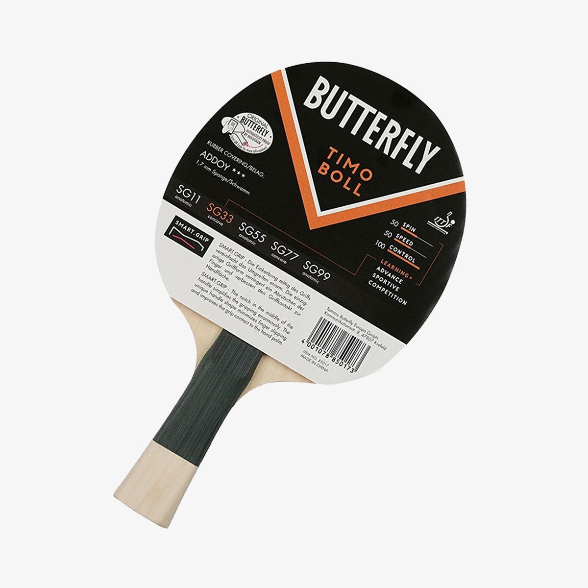 Butterfly 85017S Boll Smart Grip SG33 ITTF Onaylı Masa Tenisi Raketi