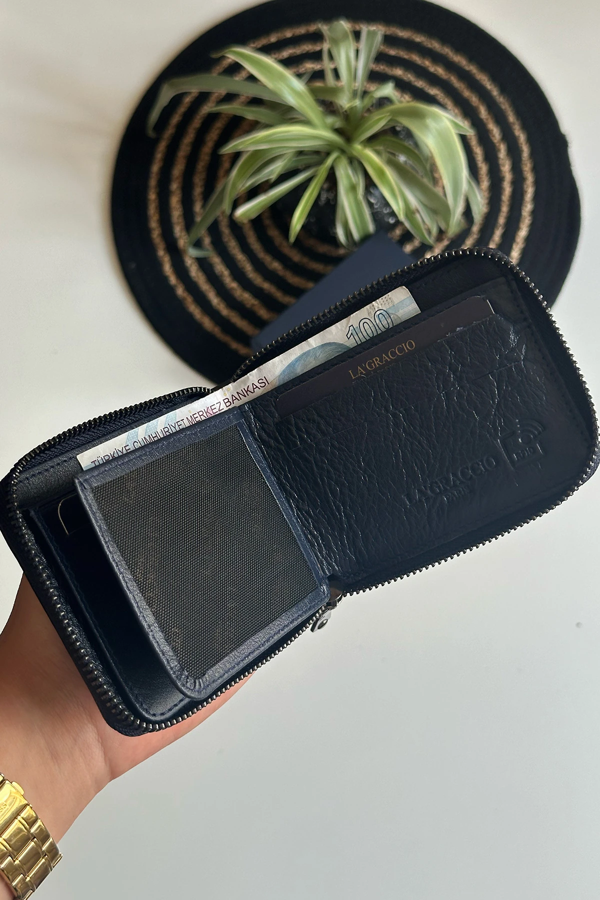 La'Graccio Paris Lancy Rfid Korumalı Erkek Fermuarlı Hakiki Deri Cüzdan