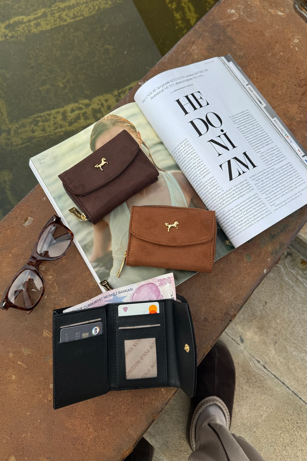 La'Graccio Paris Kadın Cavie Süet Kullanışlı Cüzdan - Taba Süet