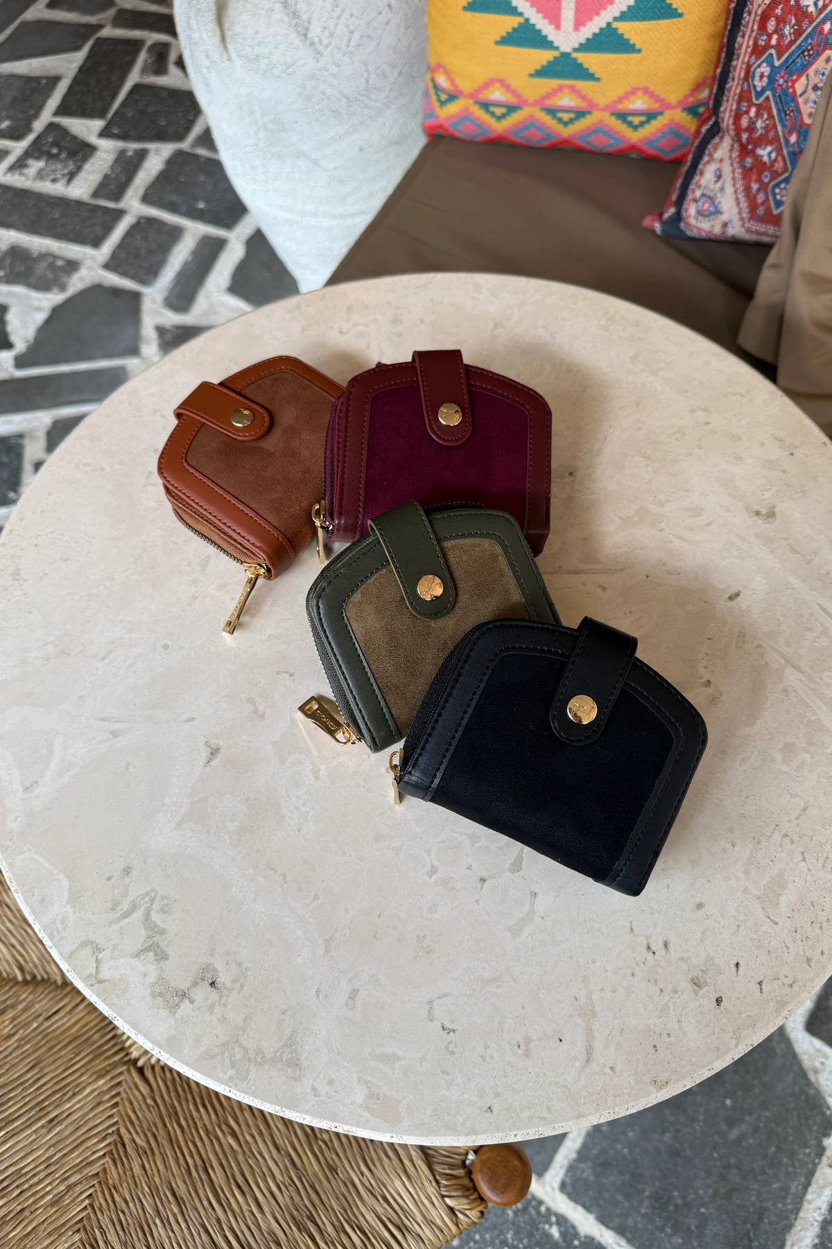 La'Graccio Paris Kadın Laron Süet Tasarım Kullanışlı Cüzdan - Siyah Süet