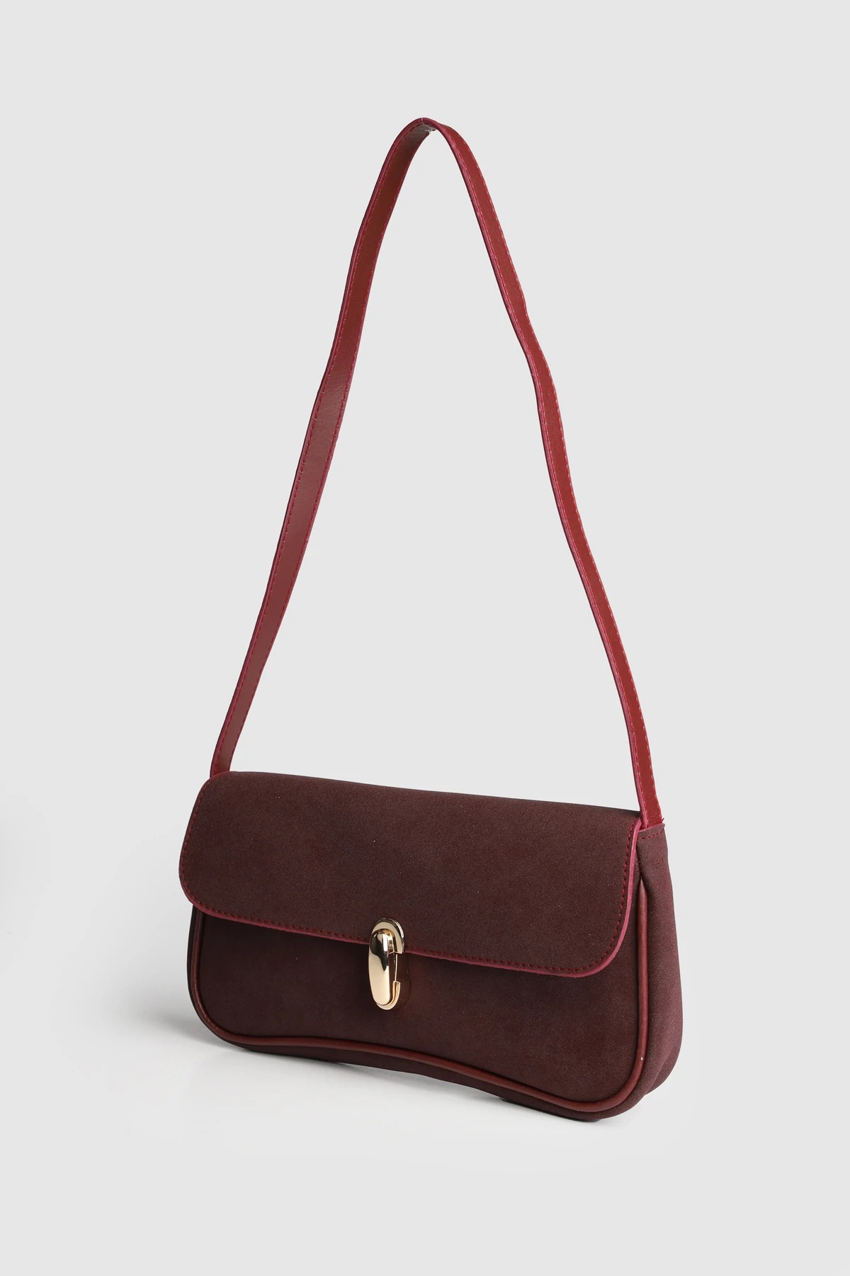 Lagraccio Paris Kadın Palera Süet Baget Çanta - Bordo Süet