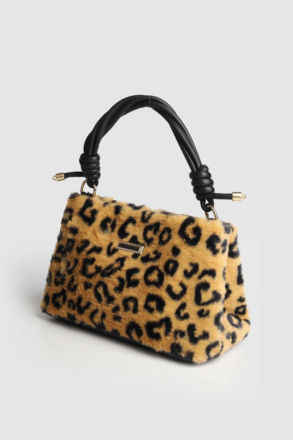 Lagraccio Paris Kadın Lora Peluş Askılı Çanta - Leopar Desenli