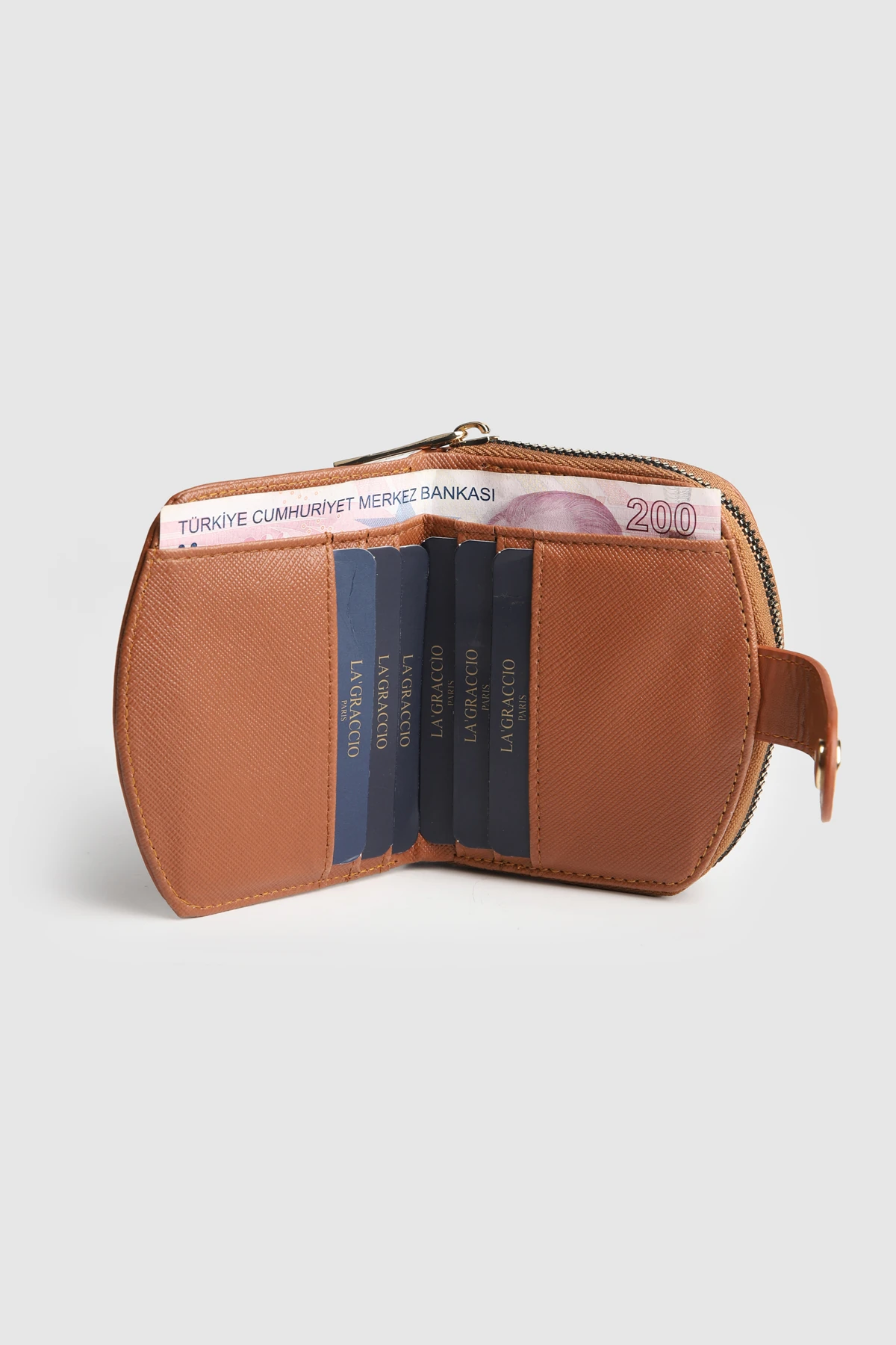 La'Graccio Paris Kadın Laron Süet Tasarım Kullanışlı Cüzdan - Taba Süet