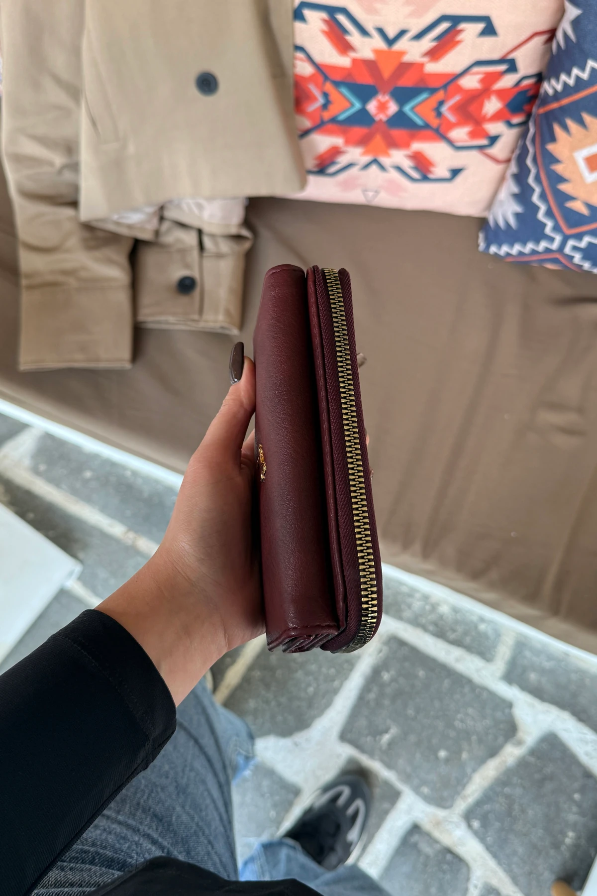 La'Graccio Paris Kadın Prave Donma Deri Kullanışlı Cüzdan - Bordo