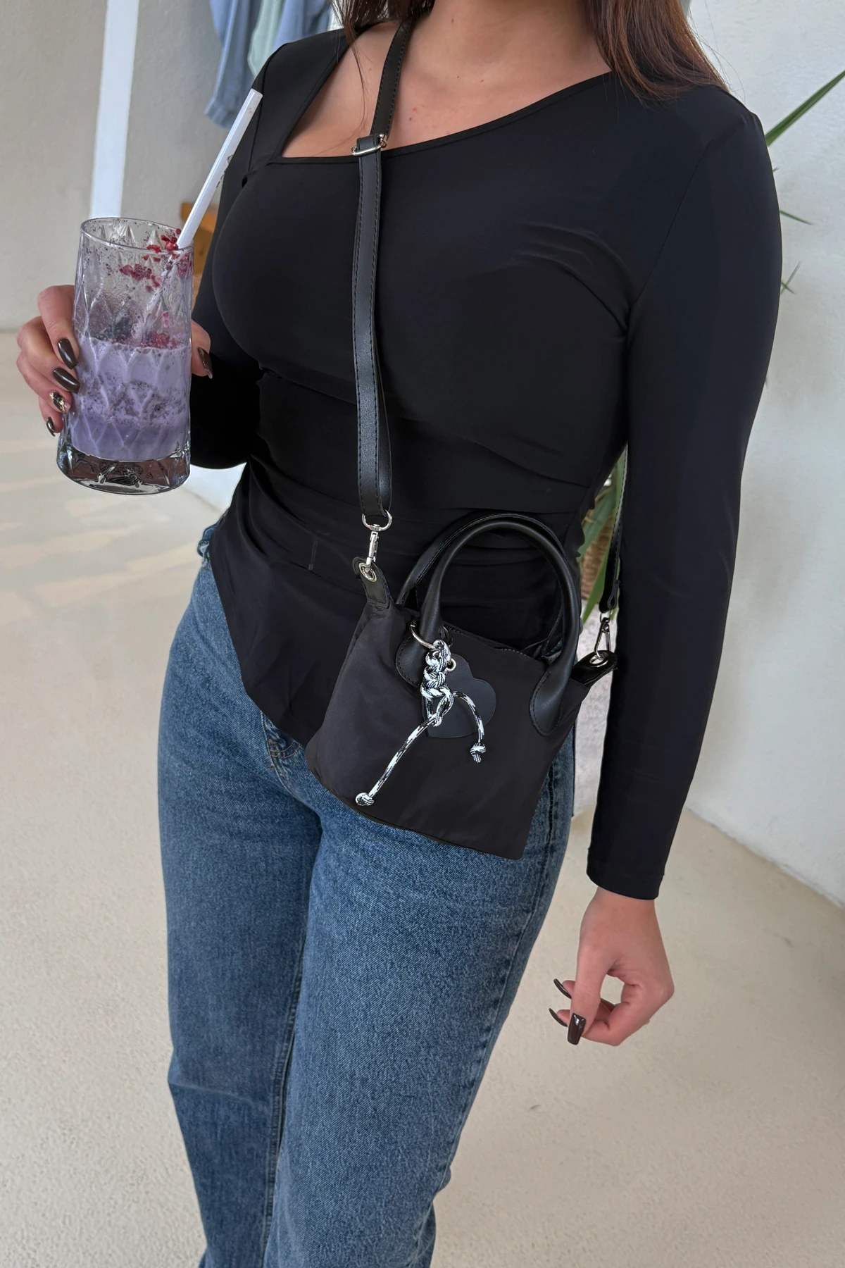 Lagraccio Paris Kadın Baybo Charmlı Paraşüt Çanta - Siyah