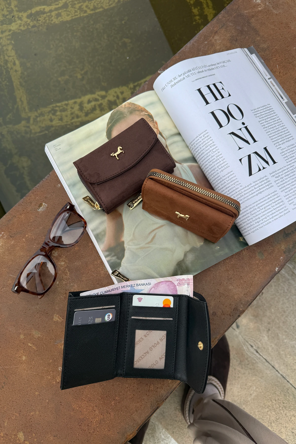 La'Graccio Paris Kadın Cavie Süet Kullanışlı Cüzdan - Kahve Süet