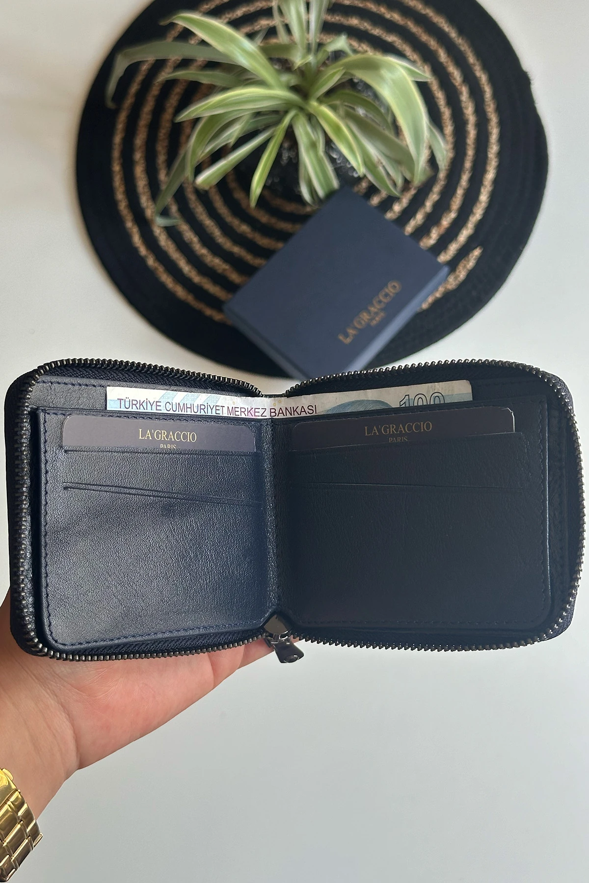 La'Graccio Paris Lancy Rfid Korumalı Erkek Fermuarlı Hakiki Deri Cüzdan