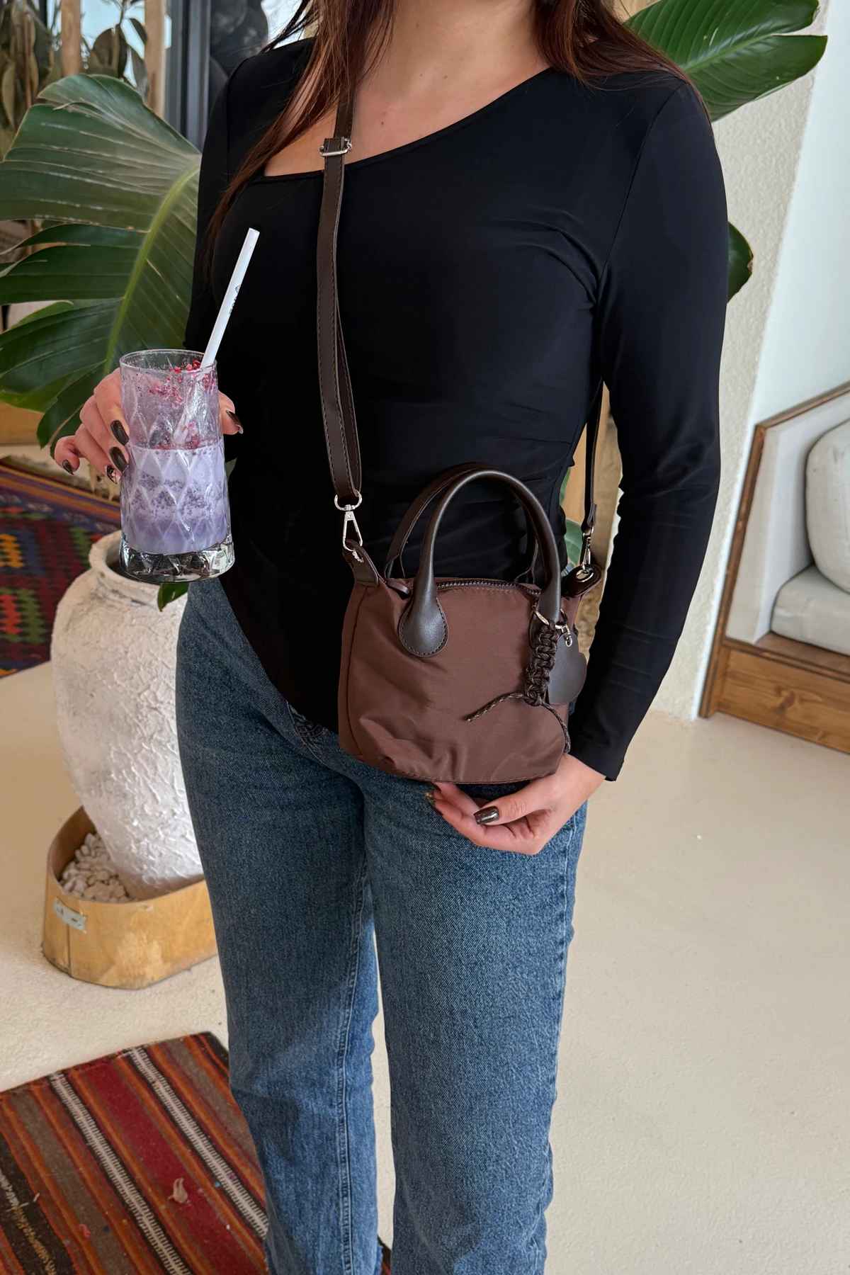 Lagraccio Paris Kadın Baybo Charmlı Paraşüt Çanta - Kahve