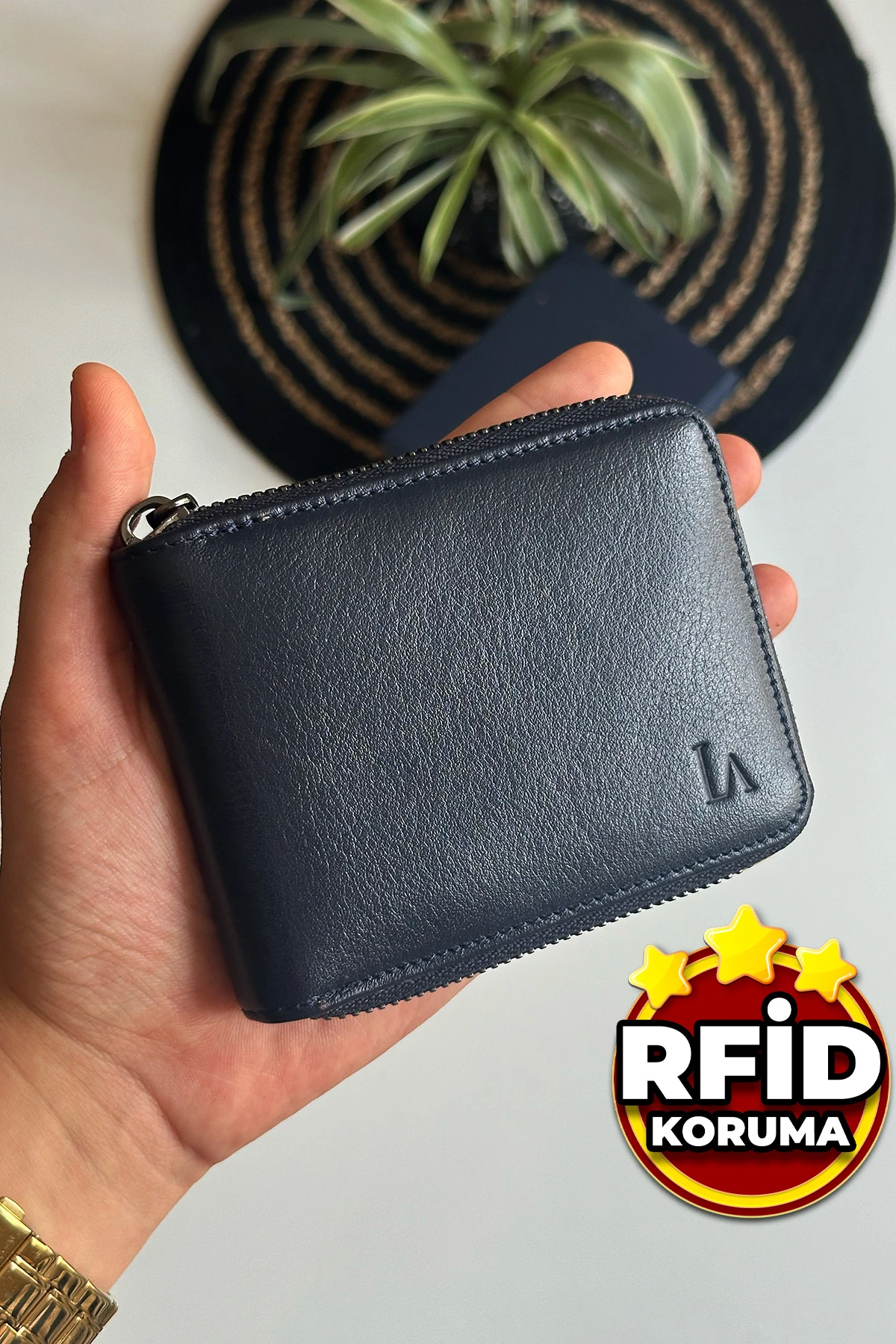 La'Graccio Paris Lancy Rfid Korumalı Erkek Fermuarlı Hakiki Deri Cüzdan