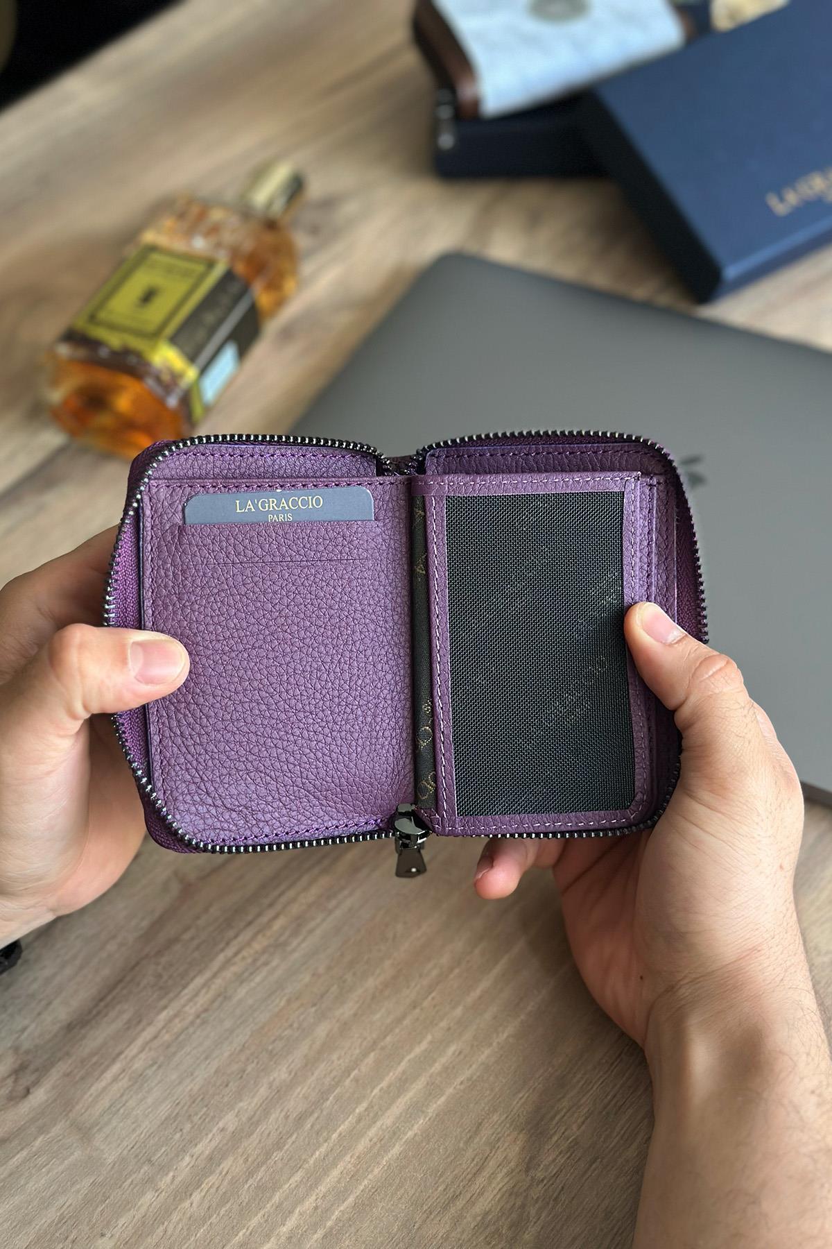 La'Graccio Paris Lancoves Erkek Hakiki Deri Rfid Korumalı Fermuarlı Cüzdan