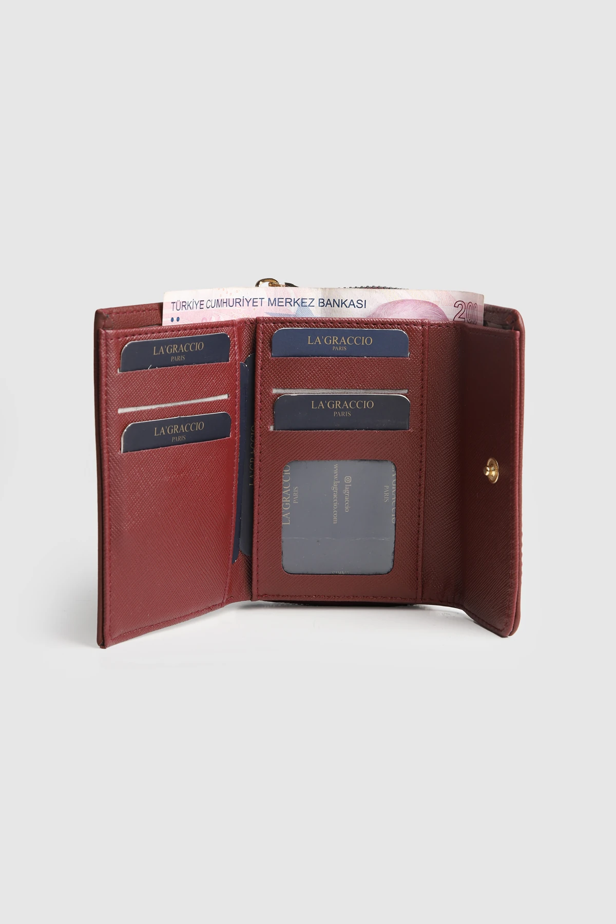 La'Graccio Paris Kadın Kayla Orta Boy Kullanışlı Cüzdan - Bordo