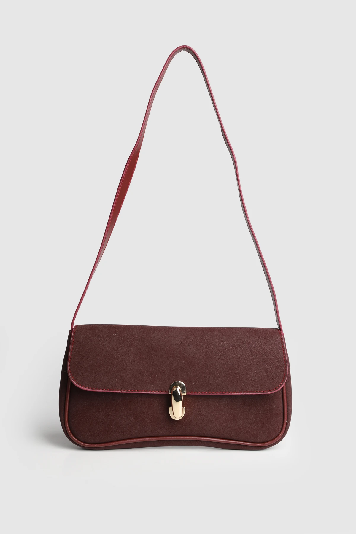 Lagraccio Paris Kadın Palera Süet Baget Çanta - Bordo Süet