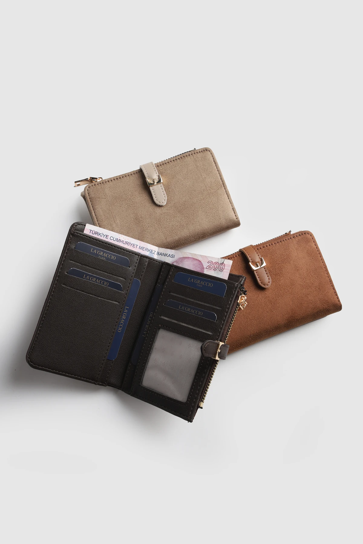 La'Graccio Paris Kadın Day Süet Cüzdan
