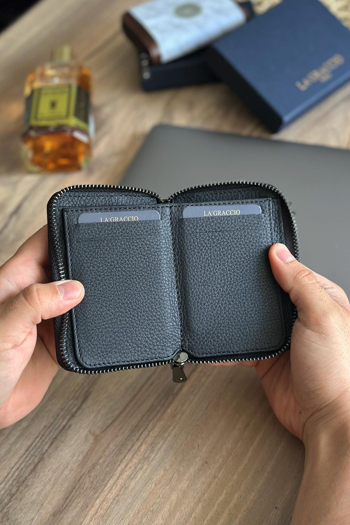 La'Graccio Paris Lancoves Erkek Hakiki Deri Rfid Korumalı Fermuarlı Cüzdan