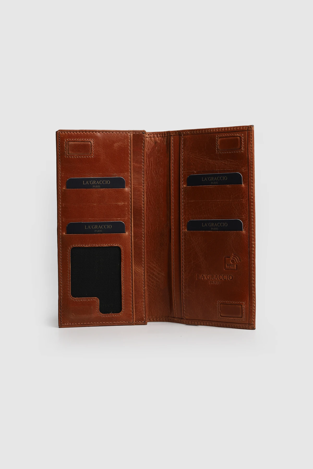 La'Graccio Paris Mare Rfid Korumalı Erkek Hakiki Deri Telefon Hazneli Cüzdan