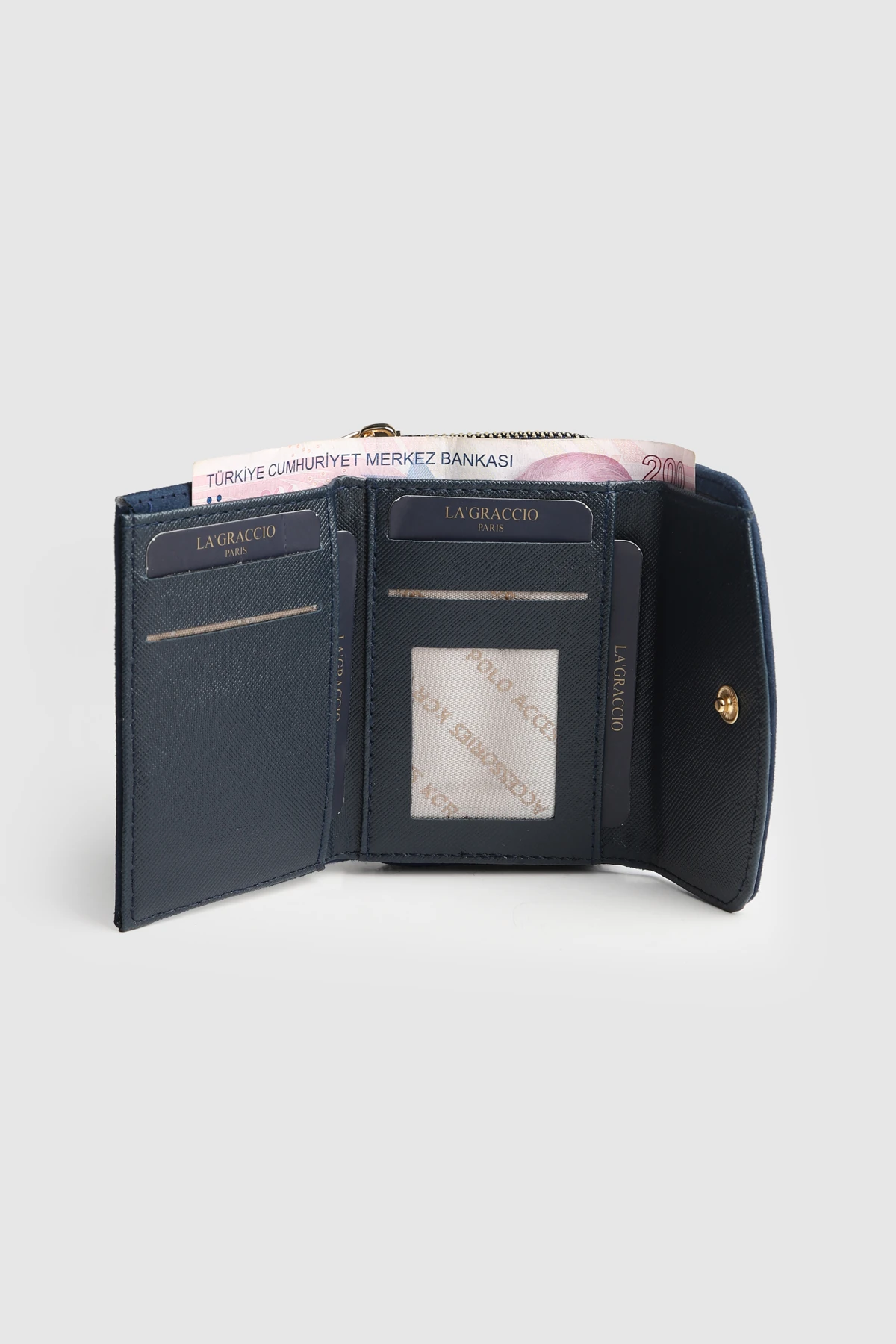La'Graccio Paris Kadın Cavie Süet Kullanışlı Cüzdan - Lacivert Süet