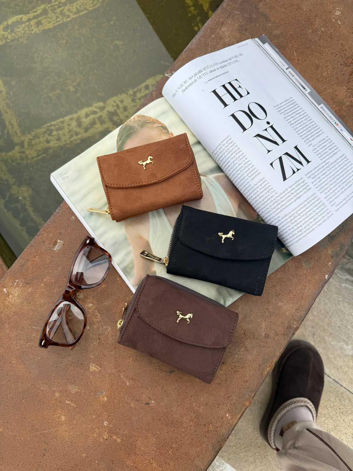 La'Graccio Paris Kadın Cavie Süet Kullanışlı Cüzdan - Kahve Süet