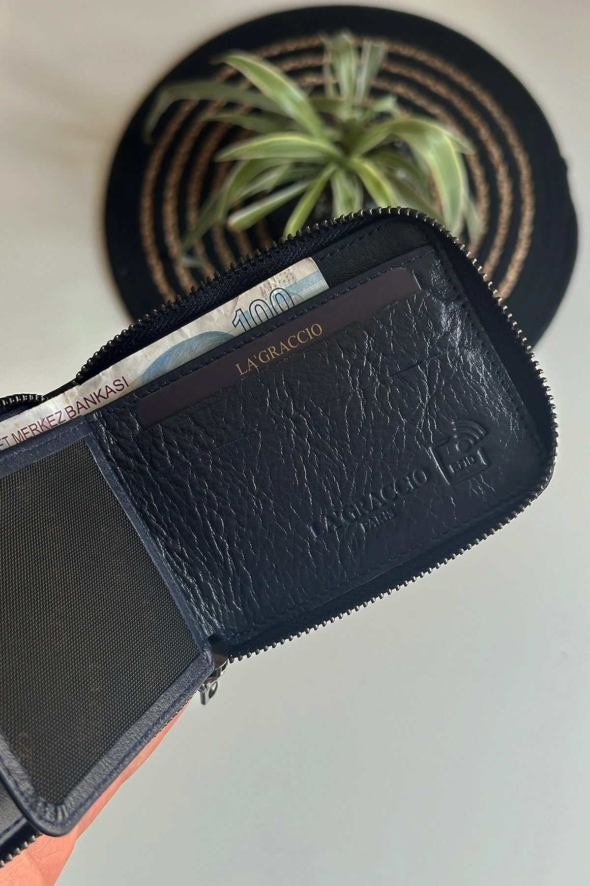 La'Graccio Paris Lancy Rfid Korumalı Erkek Fermuarlı Hakiki Deri Cüzdan