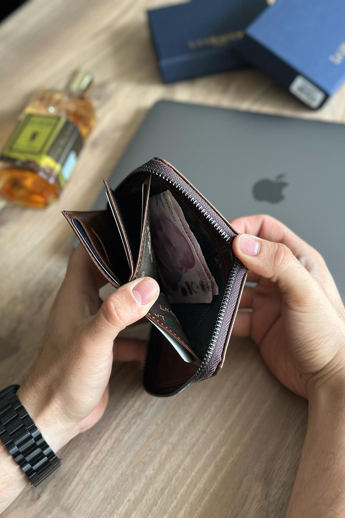 La'Graccio Paris Lancoves Erkek Hakiki Deri Rfid Korumalı Fermuarlı Cüzdan