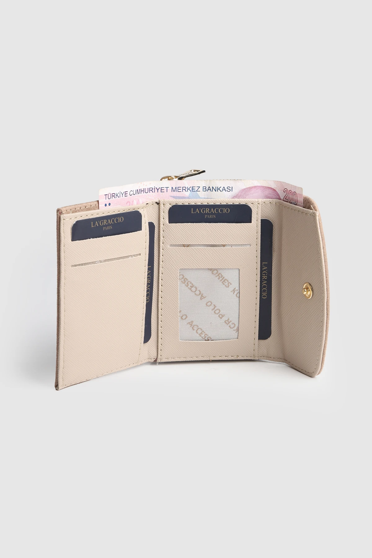 La'Graccio Paris Kadın Cavie Süet Kullanışlı Cüzdan - Vizon Süet