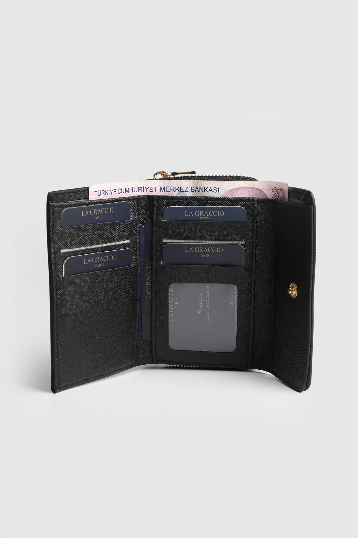 La'Graccio Paris Kadın Kayla Orta Boy Kullanışlı Cüzdan - Siyah