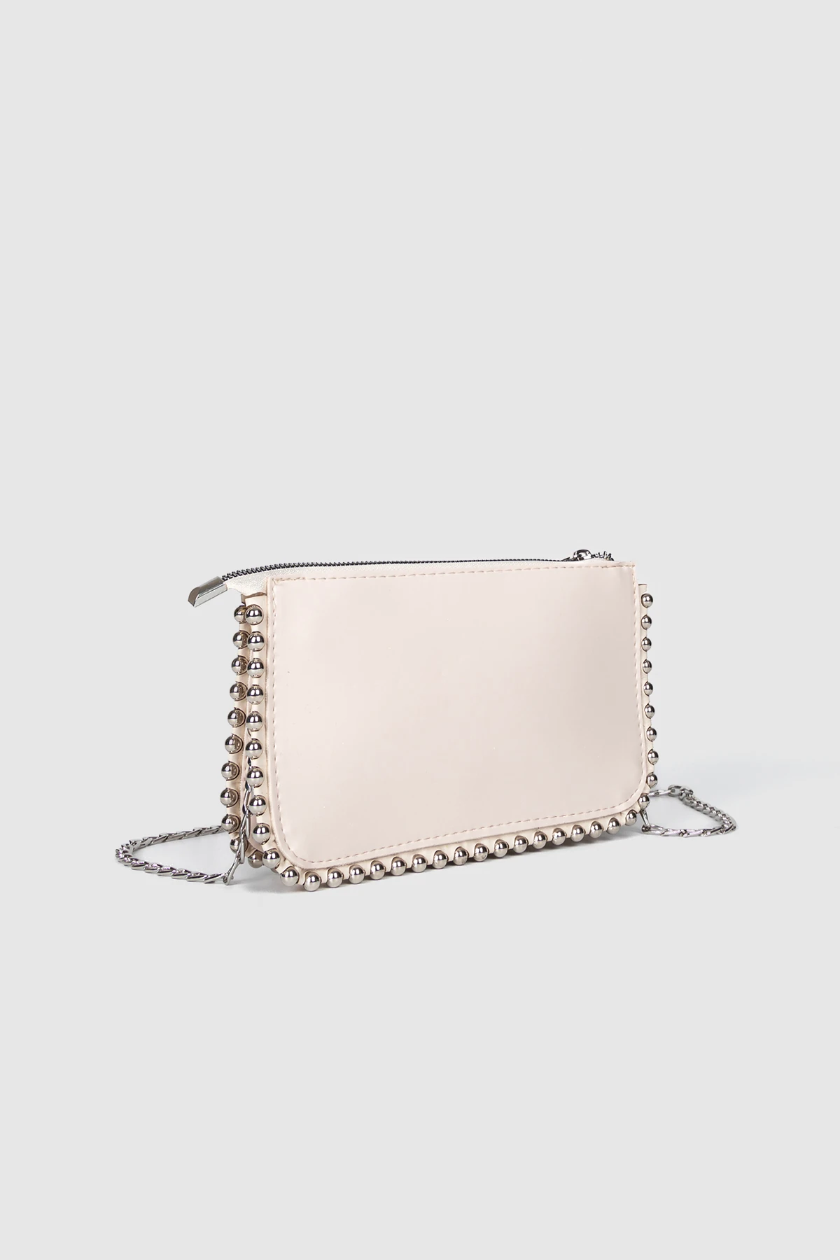 La Graccio Paris Kadın ZR Boncuk Detaylı 3 Bölmeli Askılı Çanta - Krem