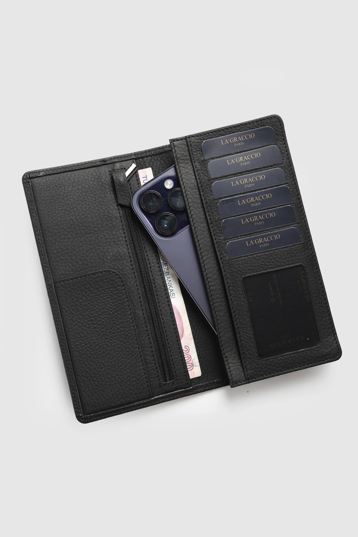 La'Graccio Paris Nova Hakiki Deri Telefon Hazneli Kartlık Cüzdan