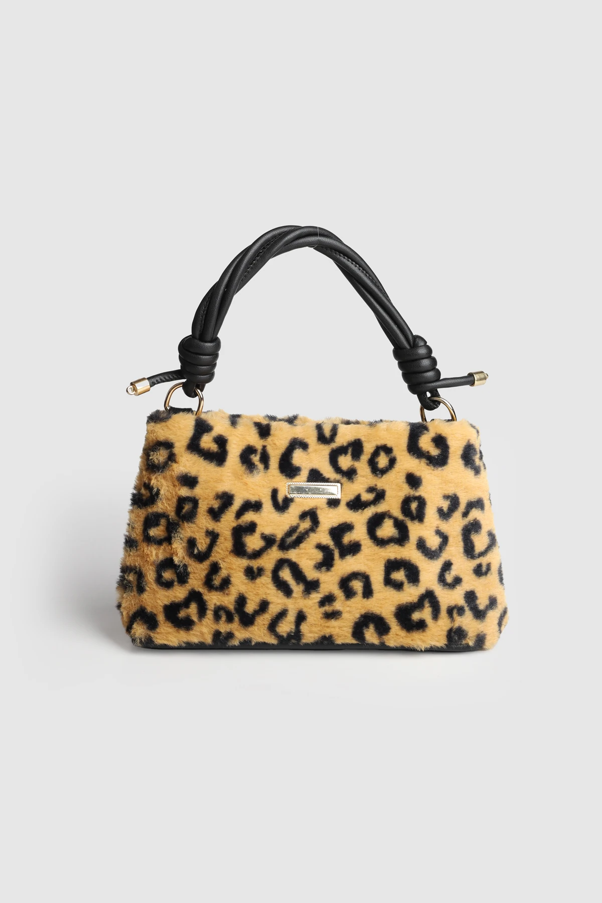 Lagraccio Paris Kadın Lora Peluş Askılı Çanta - Leopar Desenli