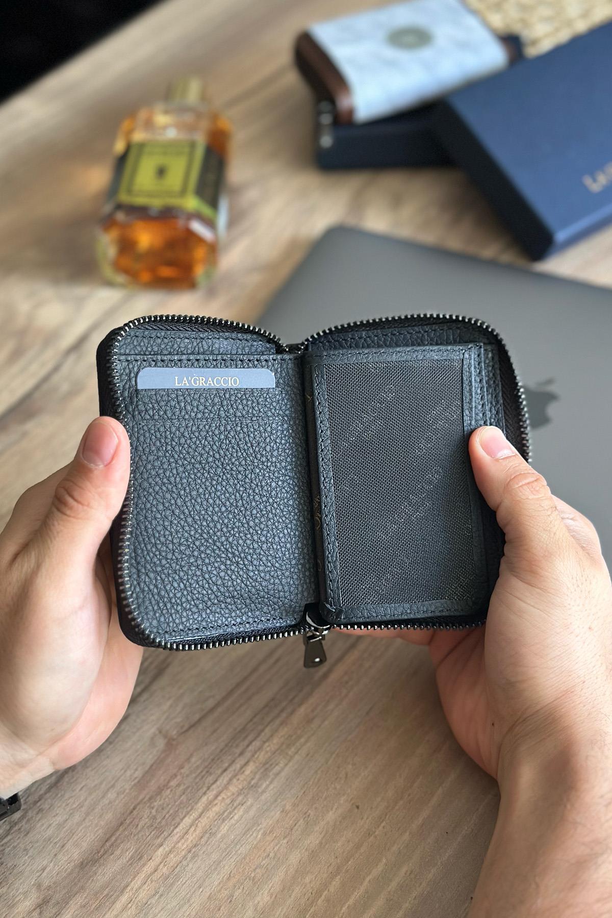 La'Graccio Paris Lancoves Erkek Hakiki Deri Rfid Korumalı Fermuarlı Cüzdan