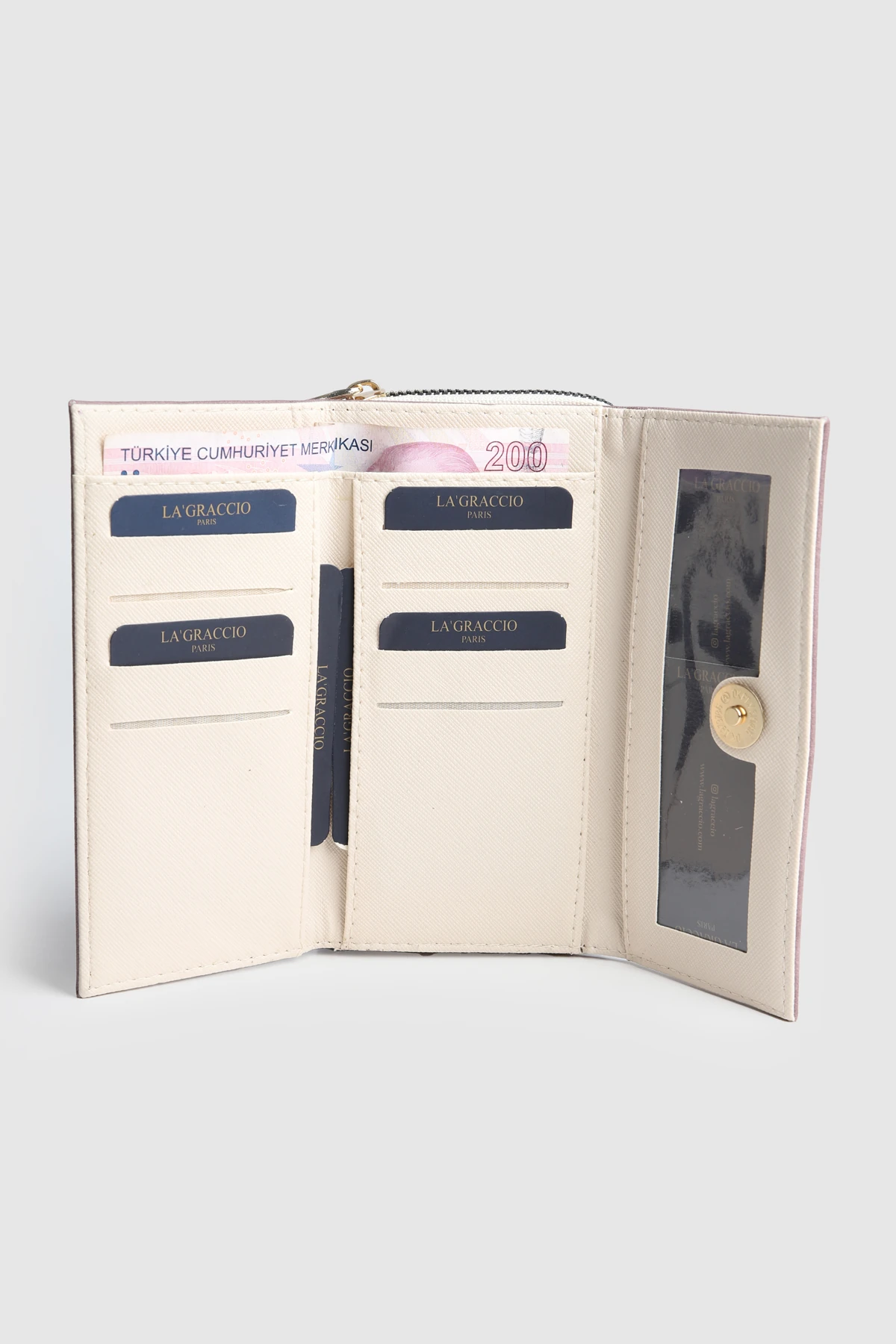 La'Graccio Paris Kadın Prave Donma Deri Kullanışlı Cüzdan - Lila