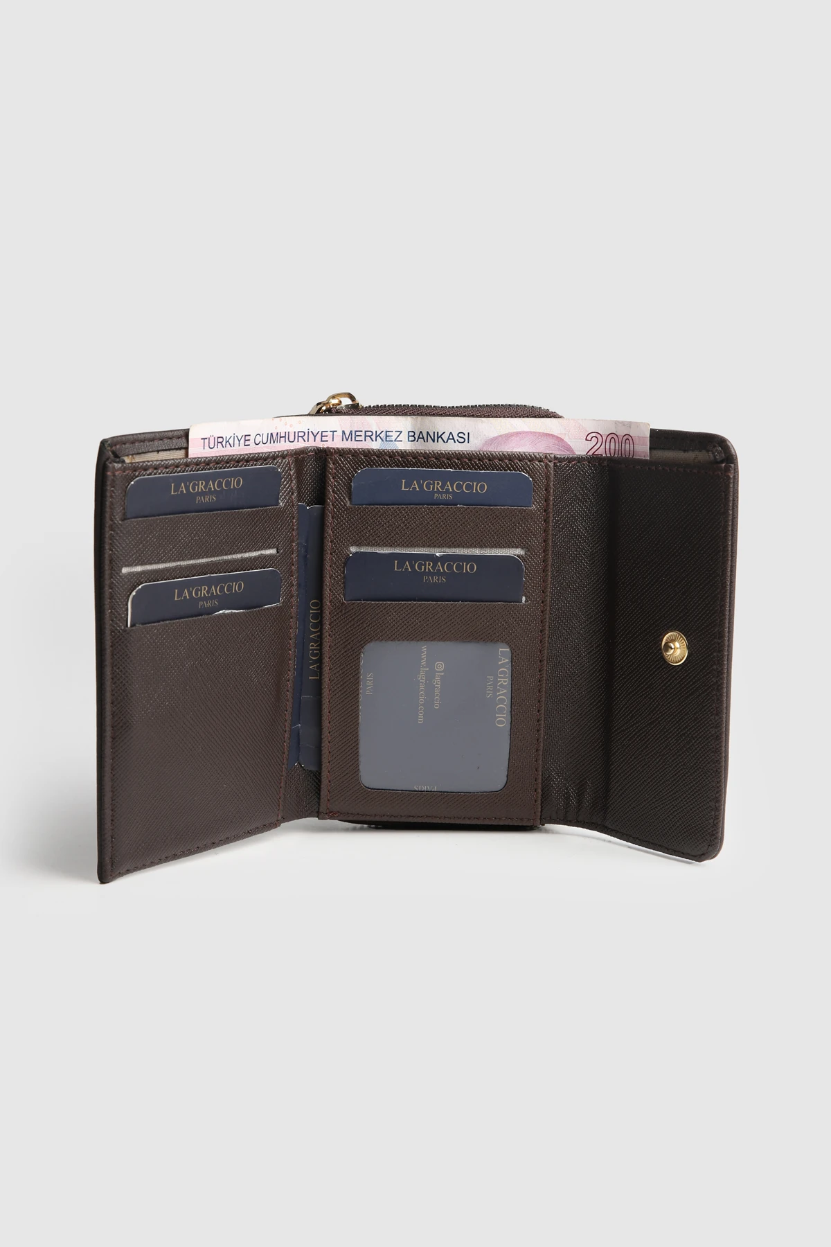 La'Graccio Paris Kadın Kayla Orta Boy Kullanışlı Cüzdan - Kahve
