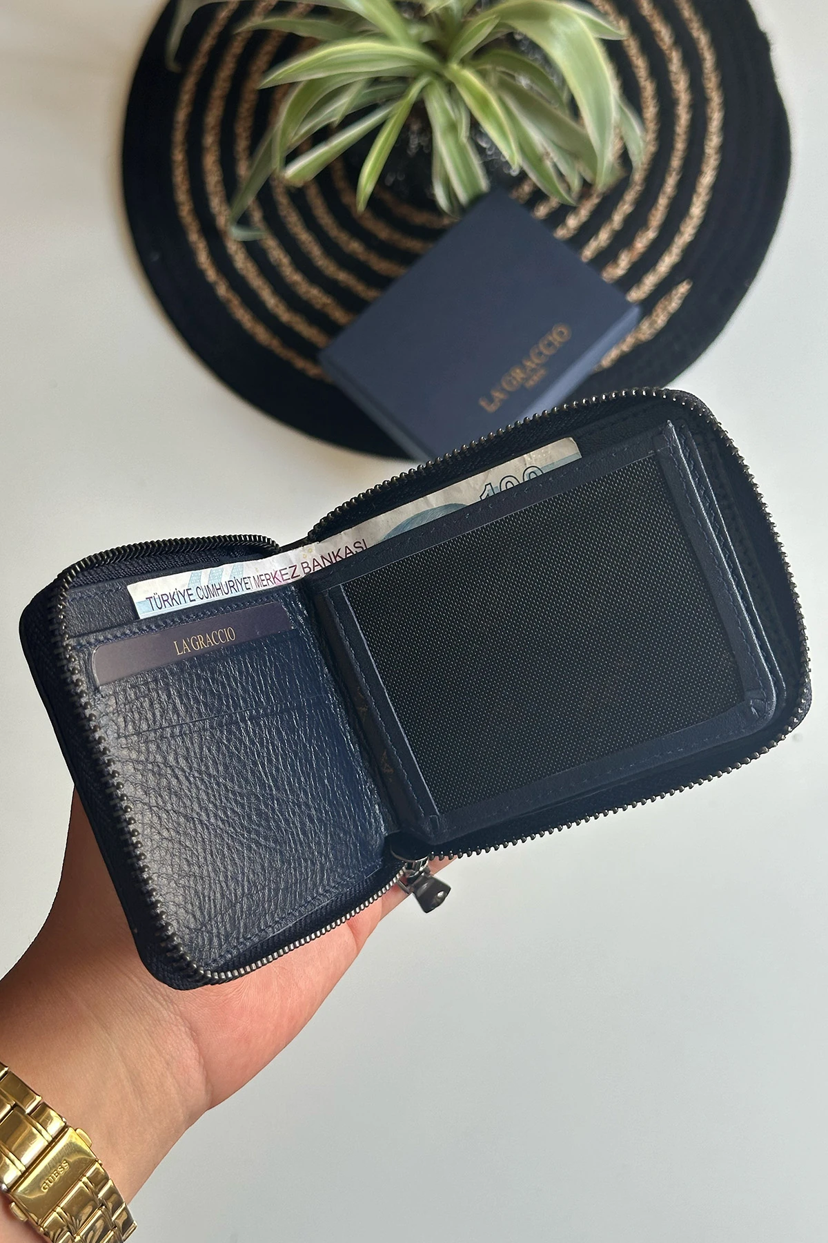 La'Graccio Paris Lancy Rfid Korumalı Erkek Fermuarlı Hakiki Deri Cüzdan