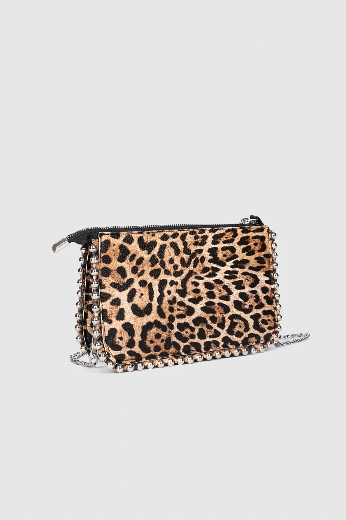 La Graccio Paris Kadın ZR Boncuk Detaylı 3 Bölmeli Askılı Çanta - Leopar Desenli