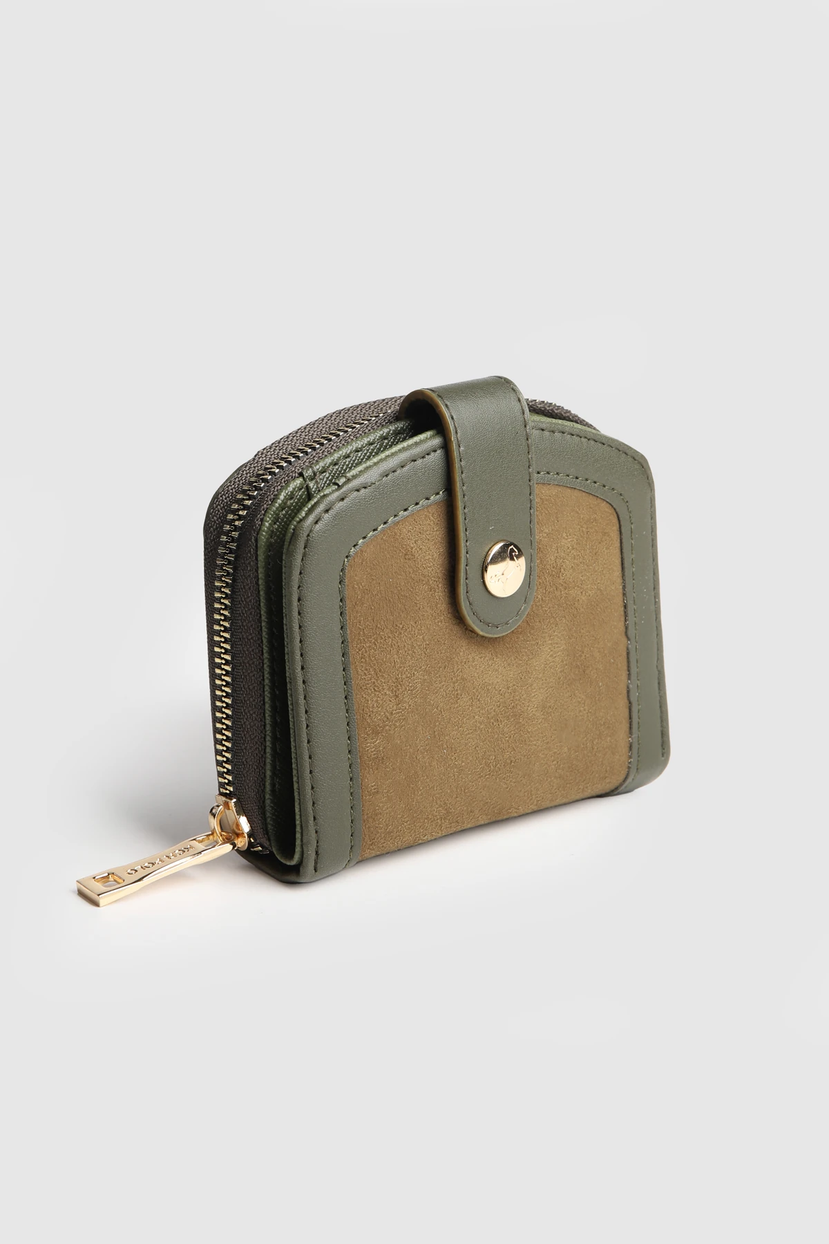 La'Graccio Paris Kadın Laron Süet Tasarım Kullanışlı Cüzdan - Haki Süet