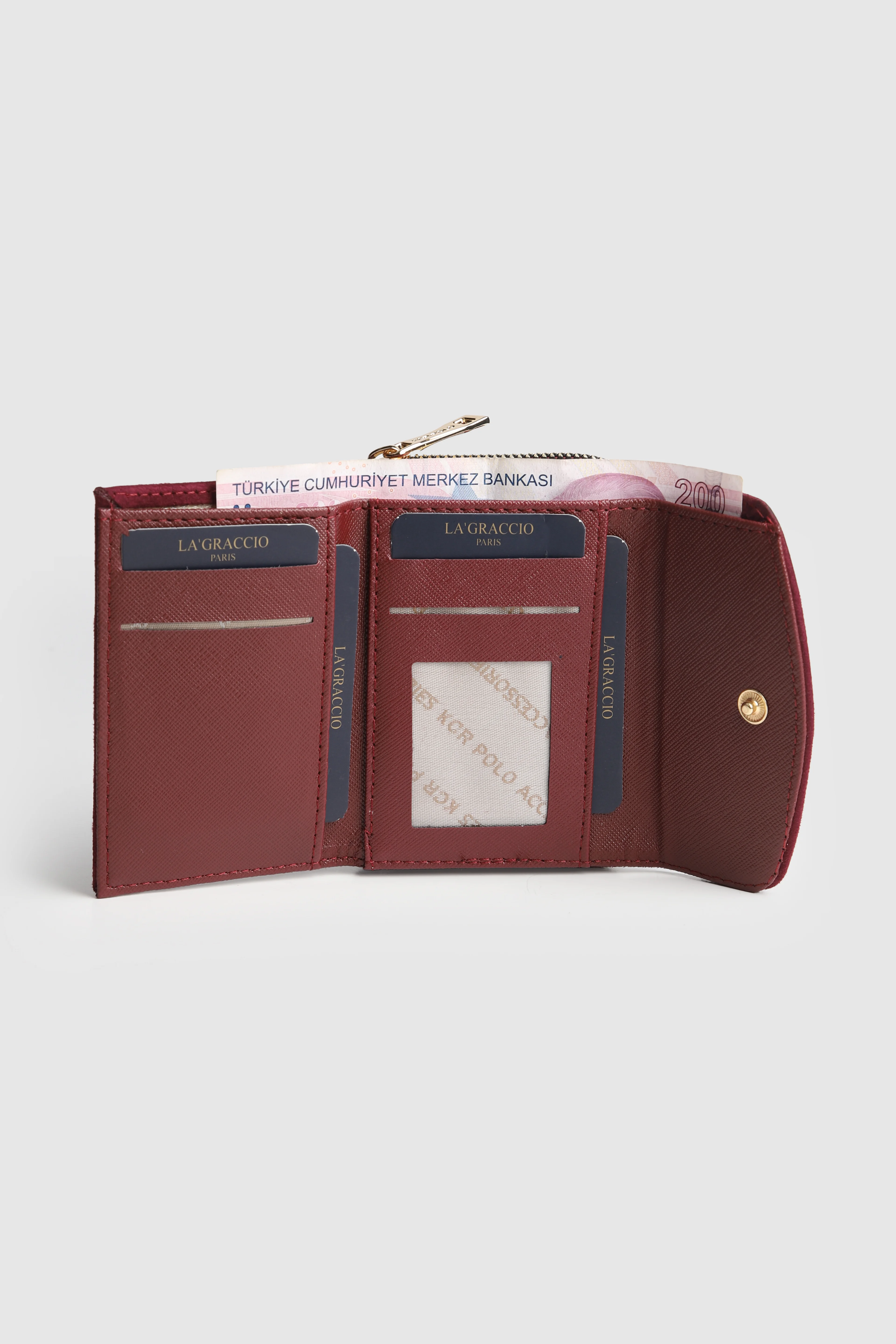 La'Graccio Paris Kadın Cavie Süet Kullanışlı Cüzdan - Bordo Süet