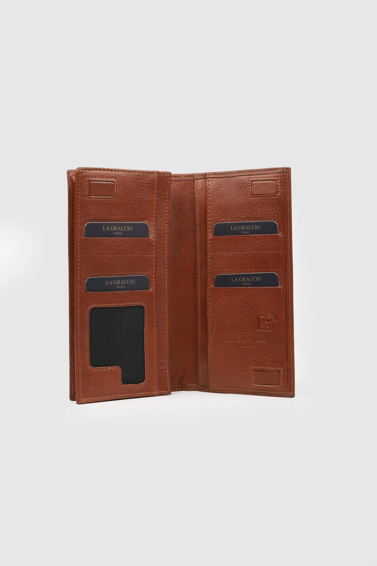 La'Graccio Paris Mare Rfid Korumalı Erkek Hakiki Deri Telefon Hazneli Cüzdan