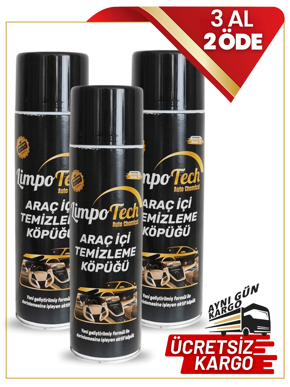 Araç İçi Temizleme Köpüğü 500ml - 💥3 Al 2 Öde