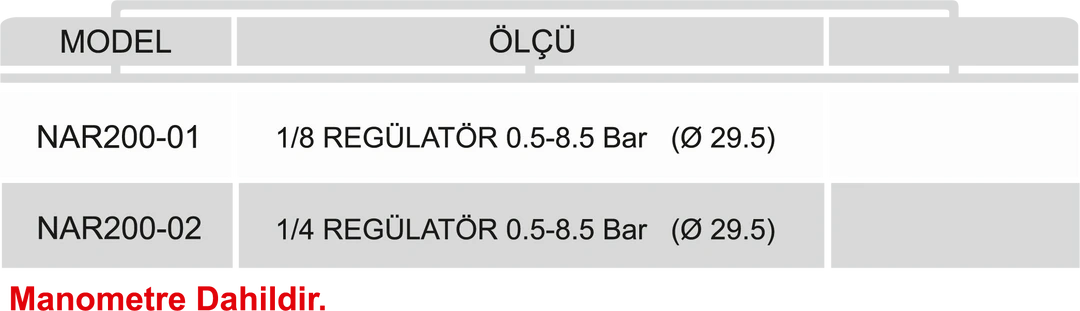 REGÜLATÖR+MANOMETRE 0.5-8.5 Bar - Dars