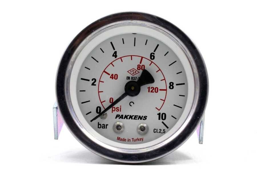 Pakkens 0-10 Bar 63 mm Arkadan Bağlantılı Panotipi Kuru Manometre G 1/4 inç