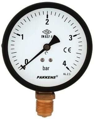 Pakkens 0-600 Bar 160 mm Alttan Bağlantılı Kuru Manometre G 1/2 inç