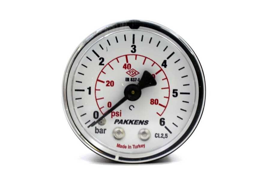 Pakkens 0-6 Bar 50 mm Arkadan Bağlantılı Kuru Manometre G 1/8 inç