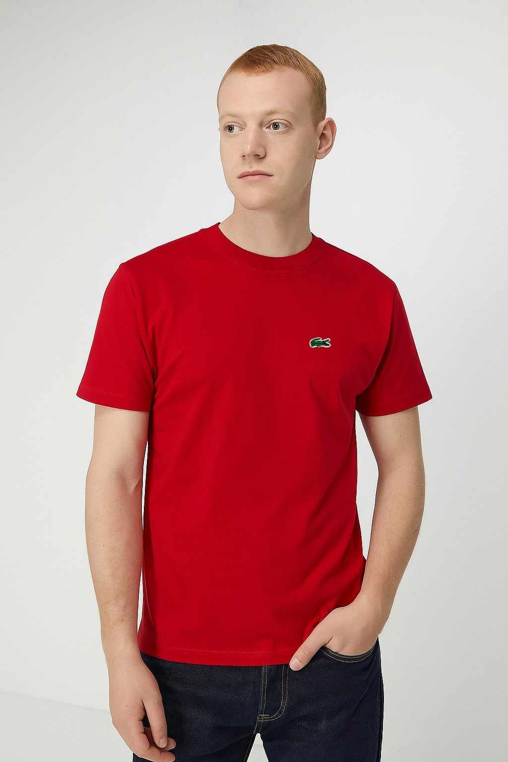 Lacco Bisiklet Yaka Küçük Nakışlı T-Shirt Kırmızı