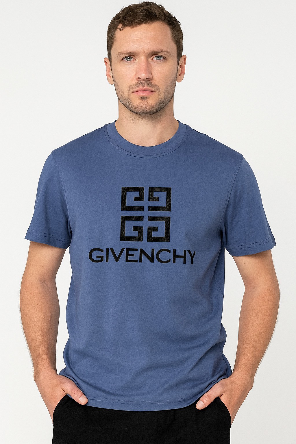 Given 4K Motif Cotton T-Shirt  Mavi