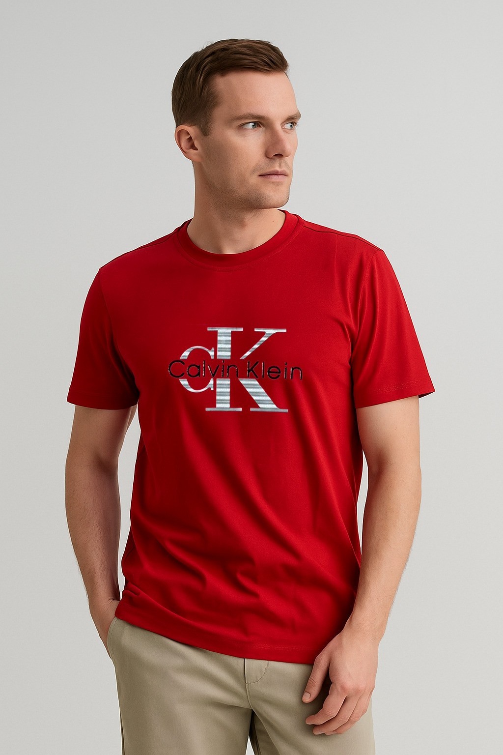 Calvinklein  Bisiklet Yaka T-Shirt Kırmızı